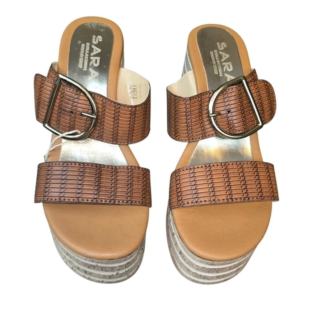 Sara Collection Made In Italy Boho Chunky Platform Slip On Sandals NWOT Size 6.5